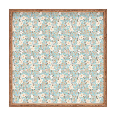 Mieken Petra Designs Ditsy Marker Florals Turquois Square Tray