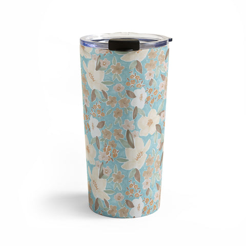 Mieken Petra Designs Ditsy Marker Florals Turquois Travel Mug