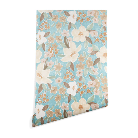 Mieken Petra Designs Ditsy Marker Florals Turquois Wallpaper