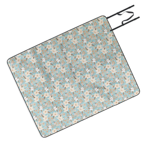 Mieken Petra Designs Ditsy Marker Florals Turquois Picnic Blanket