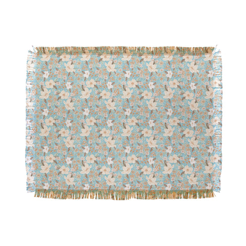 Mieken Petra Designs Ditsy Marker Florals Turquois Throw Blanket