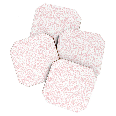 Mieken Petra Designs ditsytoilefloral pink Coaster Set