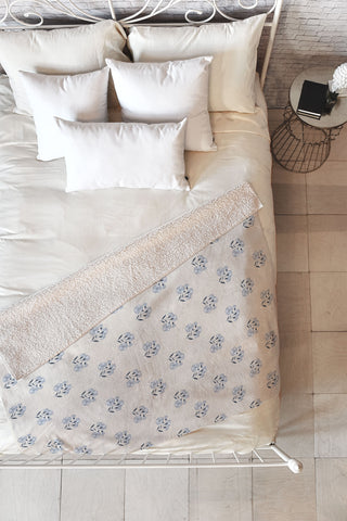 Mieken Petra Designs Floral Block Print Fleece Throw Blanket