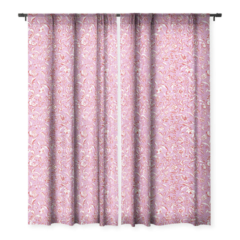 Mieken Petra Designs Painterly Florals Red Orchid Sheer Window Curtain