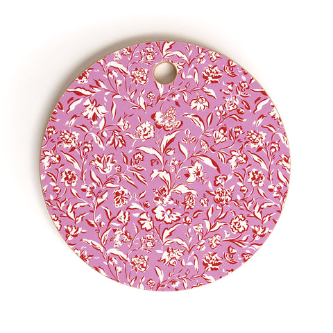 Mieken Petra Designs Painterly Florals Red Orchid Cutting Board Round