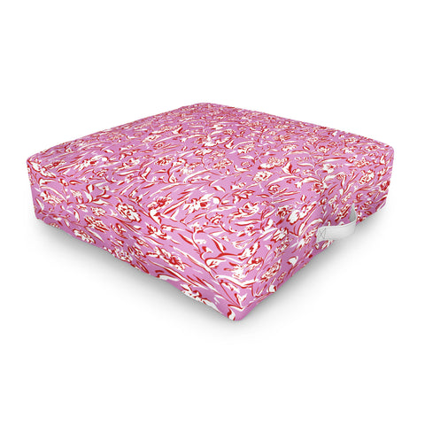 Mieken Petra Designs Painterly Florals Red Orchid Outdoor Floor Cushion