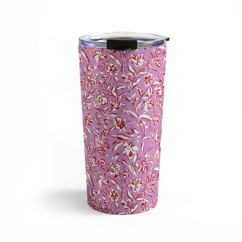 Mieken Petra Designs Painterly Florals Red Orchid Travel Mug