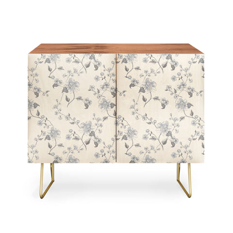 Mieken Petra Designs Vintage Blue Floral Credenza
