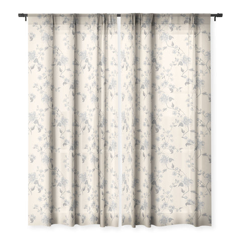 Mieken Petra Designs Vintage Blue Floral Sheer Window Curtain