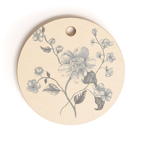 Mieken Petra Designs Vintage Blue Floral Cutting Board Round