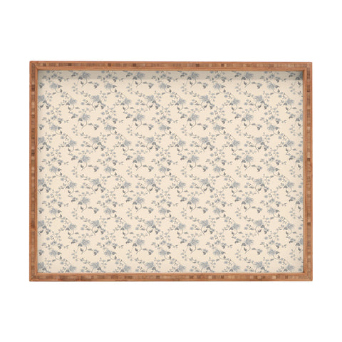 Mieken Petra Designs Vintage Blue Floral Rectangular Tray