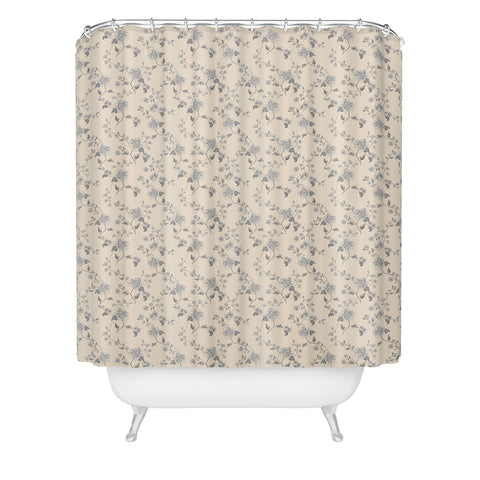 Mieken Petra Designs Vintage Blue Floral Shower Curtain