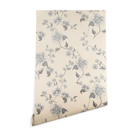 Mieken Petra Designs Vintage Blue Floral Wallpaper
