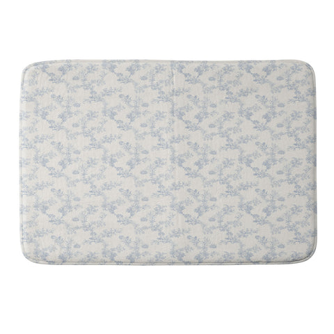 Mieken Petra Designs Vintage Toile Floral Blue Memory Foam Bath Mat