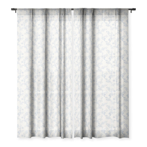 Mieken Petra Designs Vintage Toile Floral Blue Sheer Window Curtain