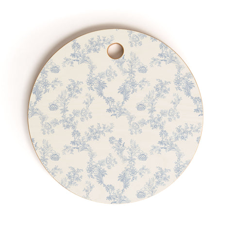 Mieken Petra Designs Vintage Toile Floral Blue Cutting Board Round