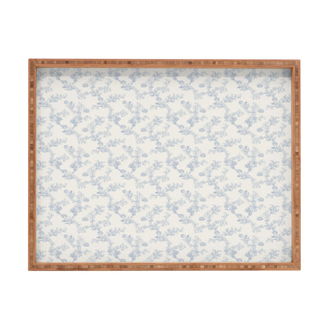 Mieken Petra Designs Vintage Toile Floral Blue Rectangular Tray