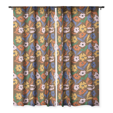 Miho Abstract floral pattern Sheer Window Curtain