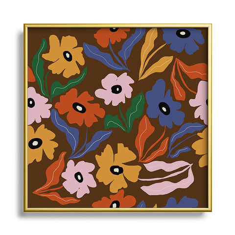Miho Abstract floral pattern Square Metal Framed Art Print