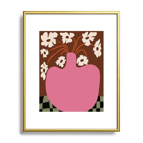 Miho Big pot with flower Metal Framed Art Print