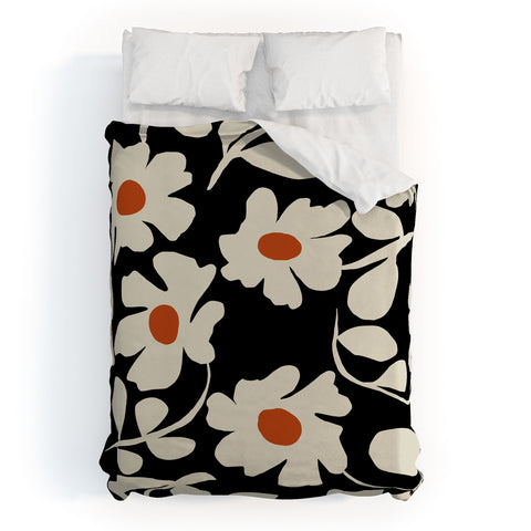 Miho Black and white floral I Duvet Cover