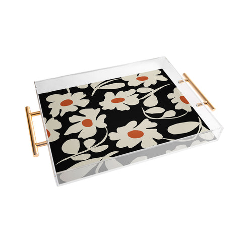 Miho Black and white floral I Acrylic Tray