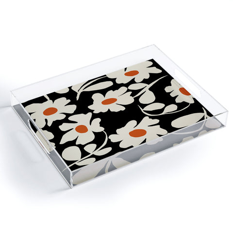 Miho Black and white floral I Acrylic Tray