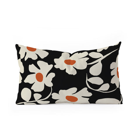 Miho Black and white floral I Oblong Throw Pillow
