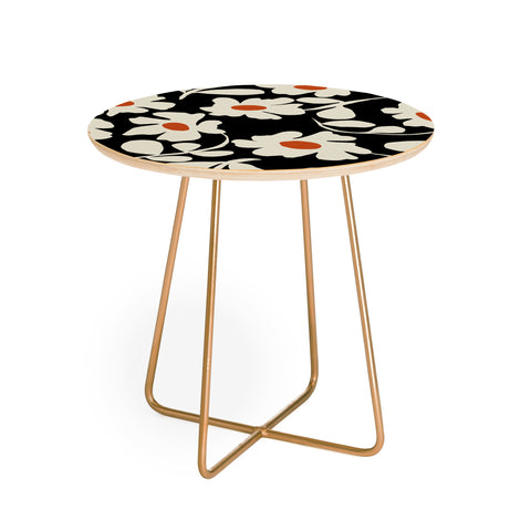 Miho Black and white floral I Round Side Table