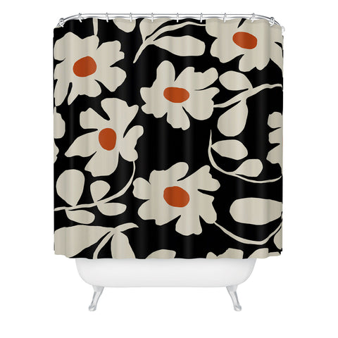 Miho Black and white floral I Shower Curtain