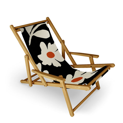 Miho Black and white floral I Sling Chair