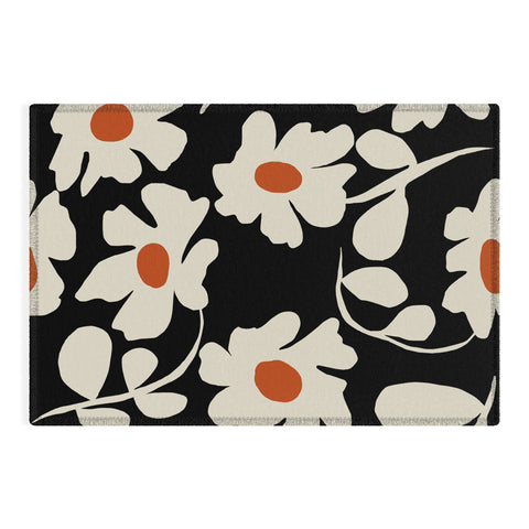 Miho Black and white floral I Outdoor Rug