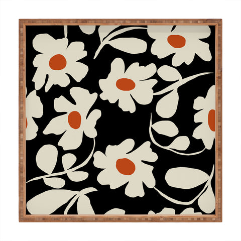 Miho Black and white floral I Square Tray
