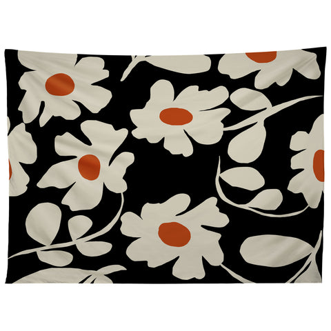 Miho Black and white floral I Tapestry