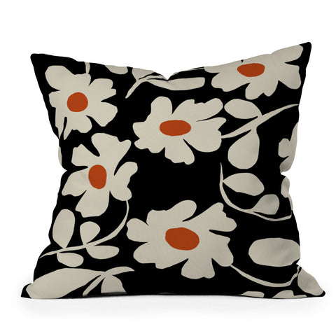 Miho Black and white floral I Outdoor Throw Pillow