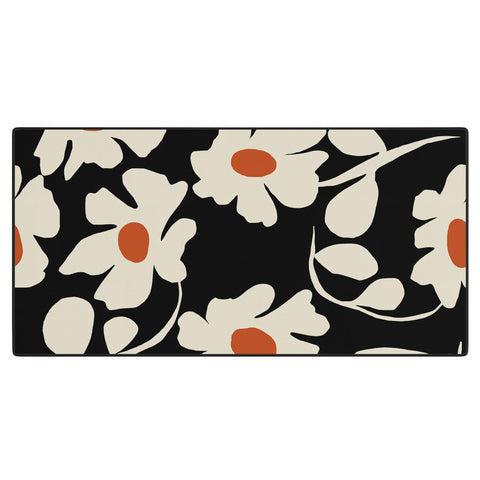 Miho Black and white floral I Desk Mat