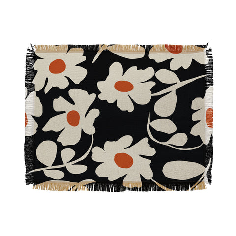 Miho Black and white floral I Throw Blanket
