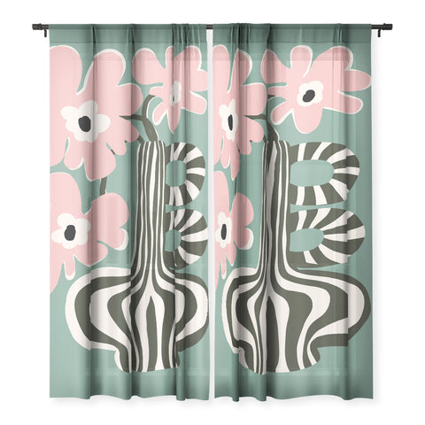 Miho Floral strip Sheer Non Repeat