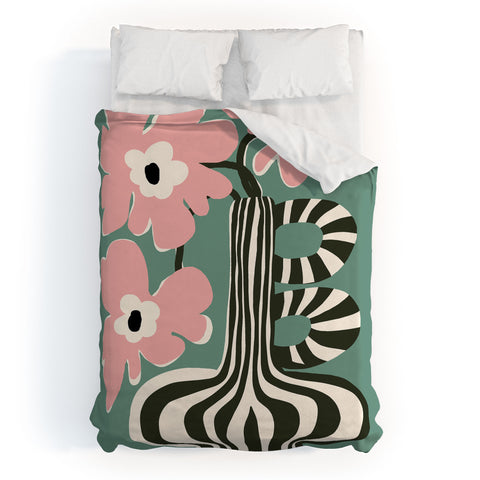 Miho Floral strip Duvet Cover