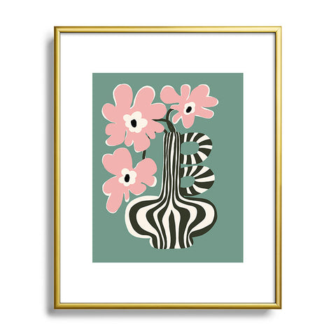Miho Floral strip Metal Framed Art Print