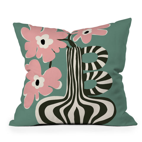 Miho Floral strip Throw Pillow