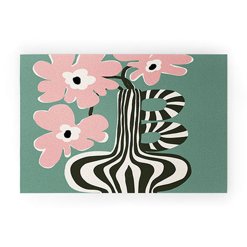Miho Floral strip Welcome Mat