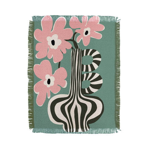 Miho Floral strip Throw Blanket