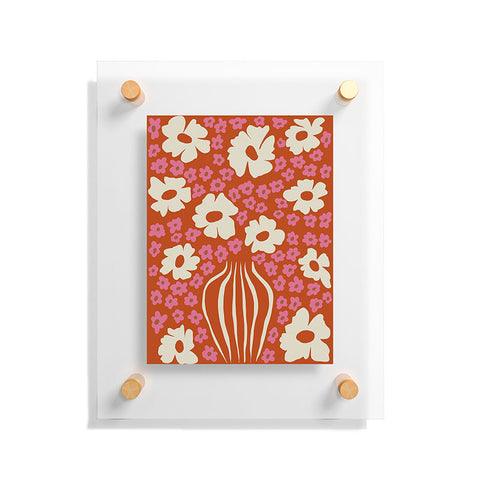 Miho flowerpot in orange and pink Floating Acrylic Print