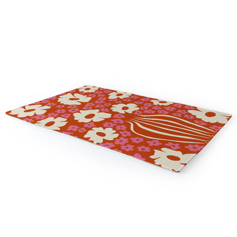 Miho flowerpot in orange and pink Area Rug