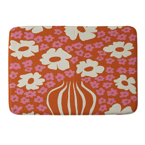 Miho flowerpot in orange and pink Memory Foam Bath Mat