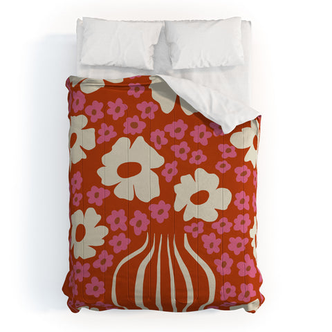 Miho flowerpot in orange and pink Comforter