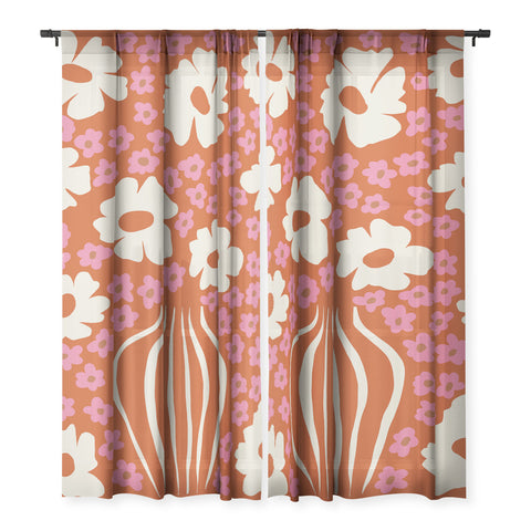 Miho flowerpot in orange and pink Sheer Non Repeat