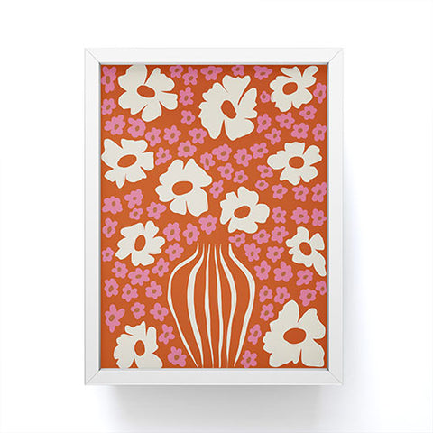 Miho flowerpot in orange and pink Framed Mini Art Print