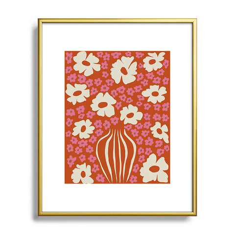 Miho flowerpot in orange and pink Metal Framed Art Print
